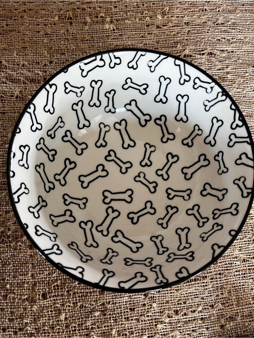 Dog Pattern Ceramic Pet Bowl - White and Black Prima Design 3 x 7”
